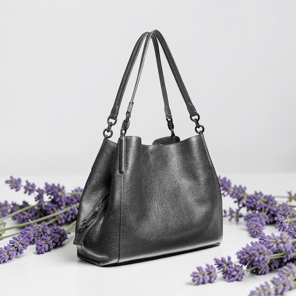 Coach Dalton Black Pebbled Leather Shoulder Bag/Tote